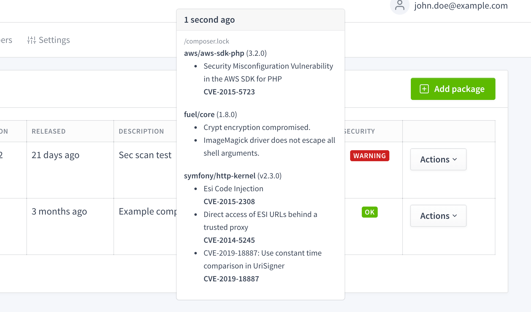 Security Scanner hover